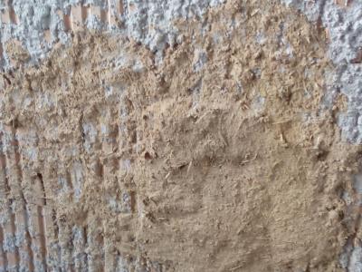 Díky cementovému špricu omítku nebylo ani možné seškrábat ze stěny