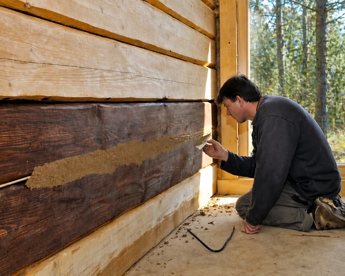 Spárování roubenek hliněnou omítkou v interiéru i exteriéru