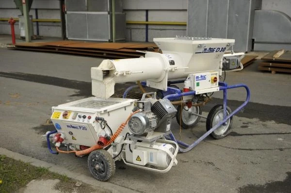 Optimální varianta pro hliněné omítky je kombinace míchačky D20 nebo D30 a pumpy P10 nebo P20